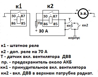схема автоматики Охлаждения вдигателя